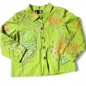 funky lime green jacket - size large